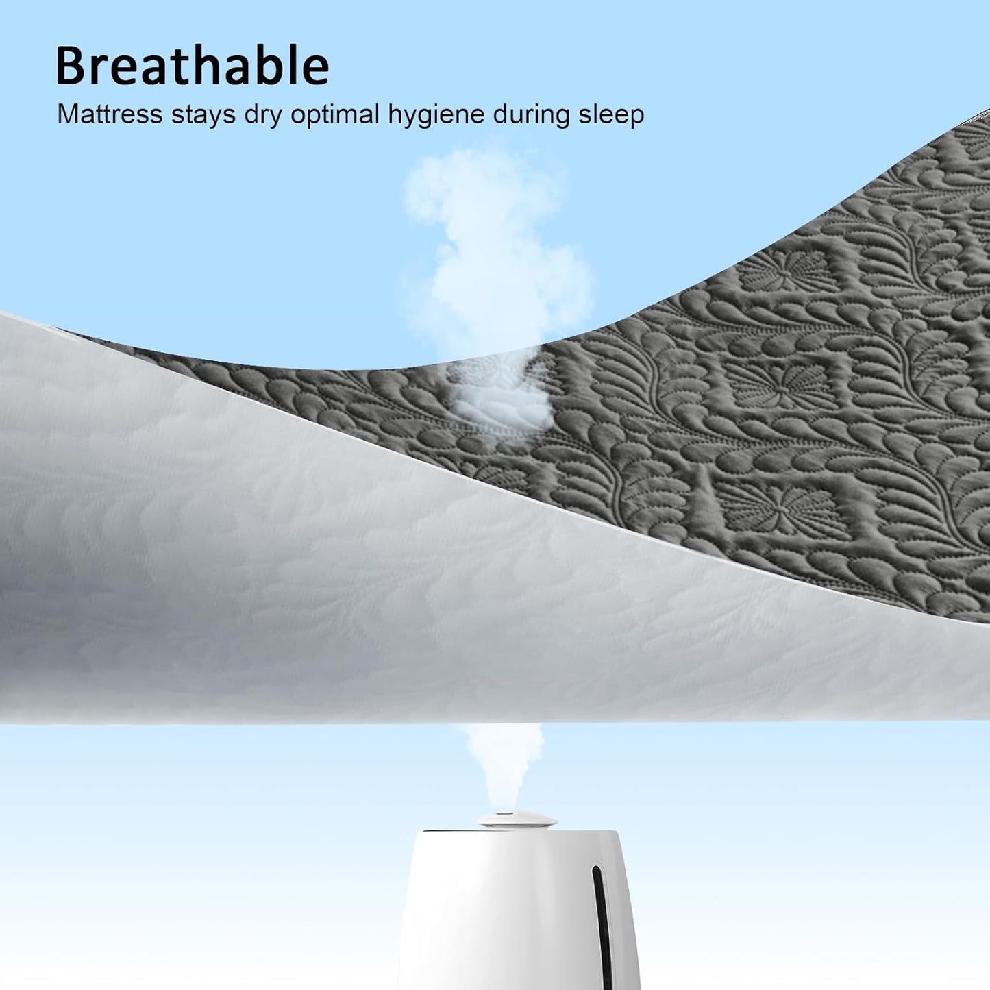 Sufdari Twin Waterproof Mattress Cover - Breathable & Noiseless Quilted Pad | Ultra Soft, Dark Grey, Fits 8-18" Deep Pocket