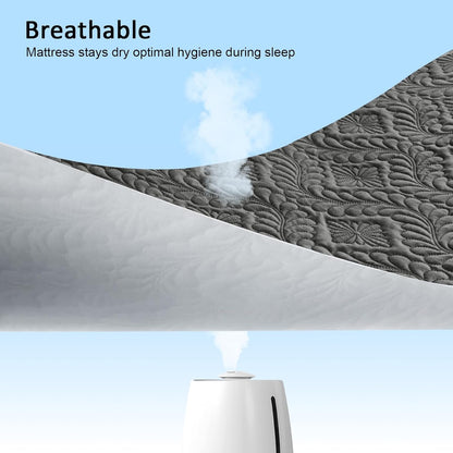 Sufdari Twin Waterproof Mattress Cover - Breathable & Noiseless Quilted Pad | Ultra Soft, Dark Grey, Fits 8-18" Deep Pocket