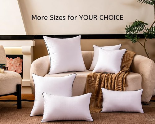 Tusavi 18"x18" Pillow Inserts Set of 2 with 100% Cotton Cover Decorative Square Throw 18 Pillows for Couch, Sofa and Bed - White(2, 18x18)