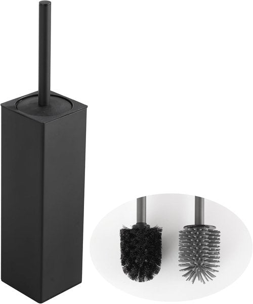 BVL Toilet Brush and Holder Set - Stylish Black Freestanding Design for Modern Bathrooms