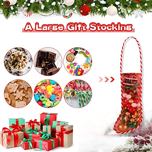 Christmas Mesh Stockings Set - Candy Cane Design, 17 Inch, 10 Pack - Holiday Home Decor