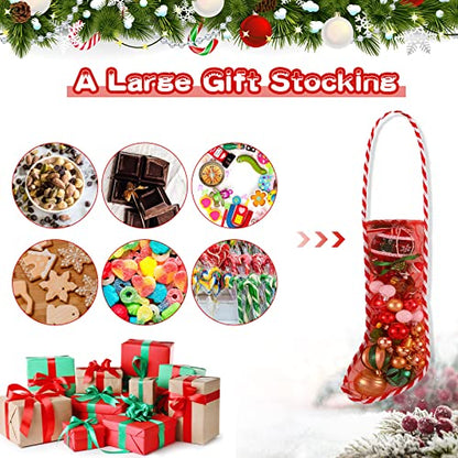 Christmas Mesh Stockings Set - Candy Cane Design, 17 Inch, 10 Pack - Holiday Home Decor