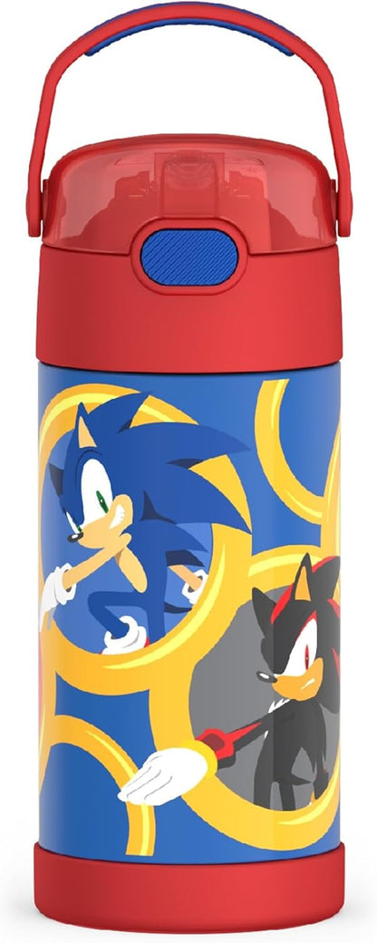 THERMOS FUNTAINER Water Bottle - 12 Ounce Kids Stainless Steel Insulated Bottle with Straw | Sonic the Hedgehog