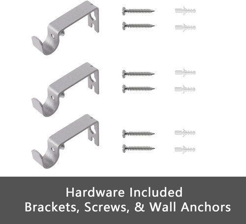 GXOACKJ Decorative Curtain Rods - Heavy Duty Metal, 48 to 84 Inch, Silver Finish with Brackets