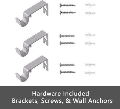 GXOACKJ Decorative Curtain Rods - Heavy Duty Metal, 48 to 84 Inch, Silver Finish with Brackets
