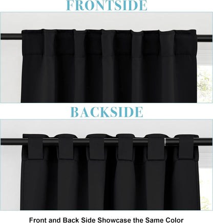 RYB HOME Blackout Curtains - Energy Saving Thermal Insulated Drapes for Small Windows | 42" x 45", Black, 2 Panels
