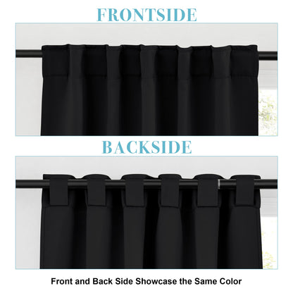 RYB HOME Short Black Curtains for Bedroom, Blackout Thermal Insulated Curtains and Drapes Small Window Treatment Privacy Shades for Kitchen Farmhouse Closet, W42 x L63 inch, 2 Panels