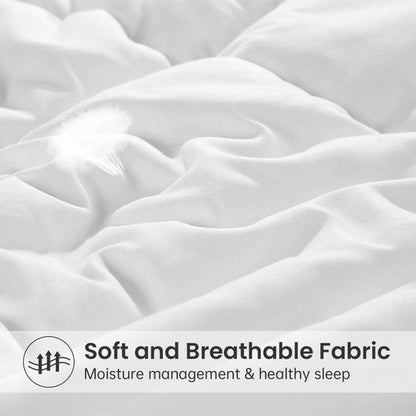 EASELAND Down Alternative Comforter - Cozy Queen Size Quilted Duvet Insert for All Seasons | Pure White 88x88
