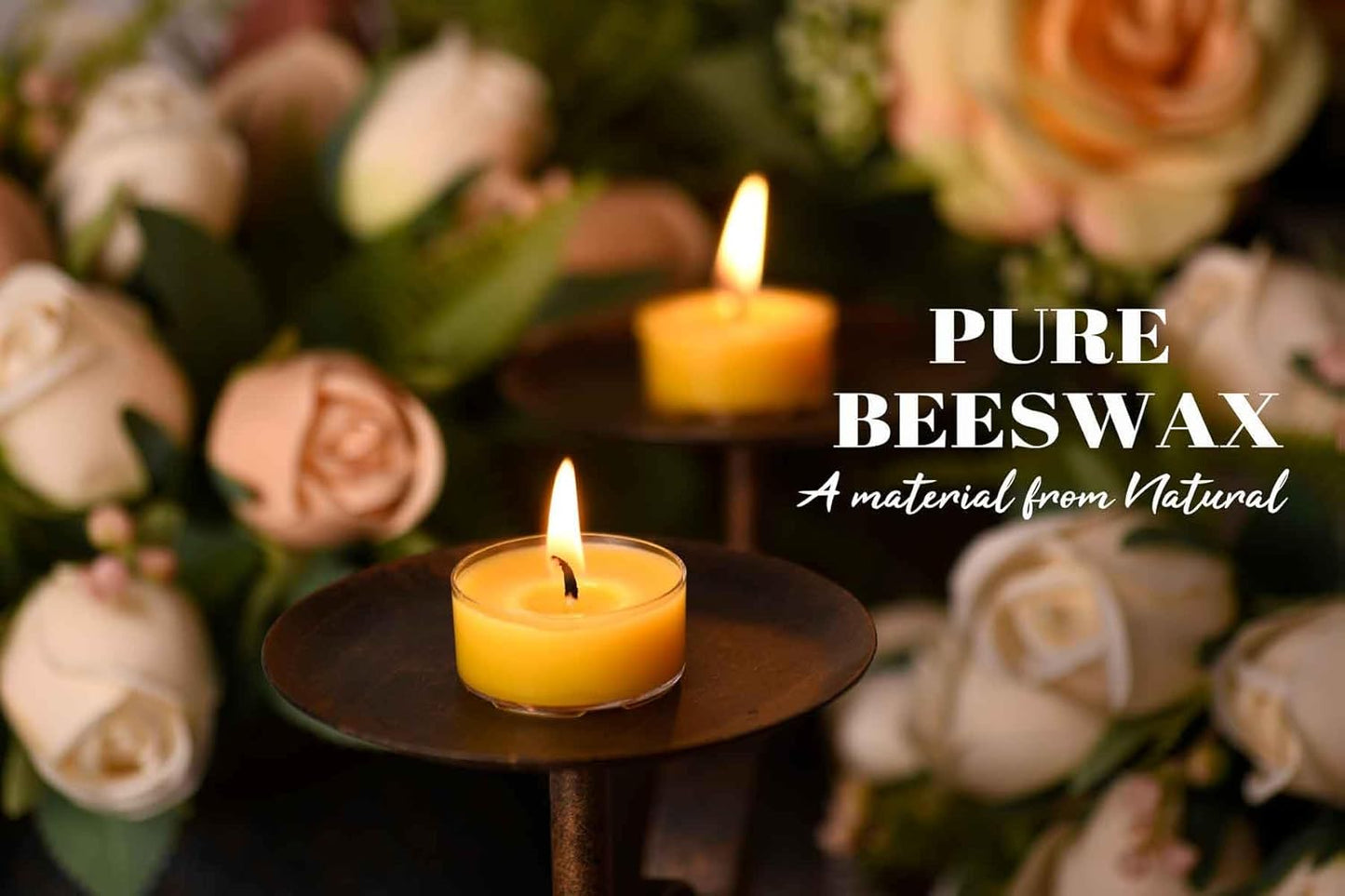 Pure Beeswax Tealight Candles - 100 Pack of Natural, Unscented, Clean Burning Yellow Candles