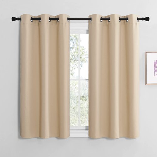 NICETOWN Room Darkening Draperies Window Curtain Panels, Thermal Insulated Grommet Room Darkening Curtains for Bedroom (Biscotti Beige, 2 Panels, W42 x L50 -inch)