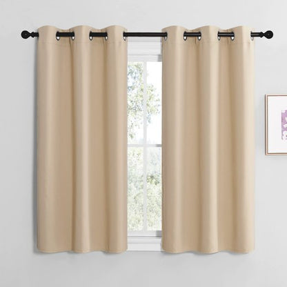NICETOWN Room Darkening Draperies Window Curtain Panels, Thermal Insulated Grommet Room Darkening Curtains for Bedroom (Biscotti Beige, 2 Panels, W42 x L50 -inch)