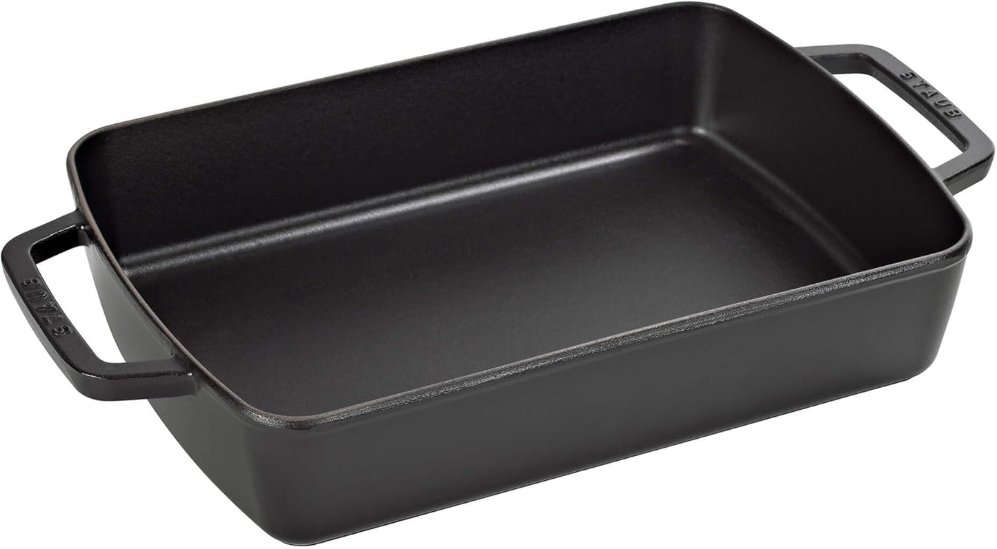Staub Cast Iron Roasting Pan - 12-Inch x 8-Inch, Matte Black | Premium Quality Made in France