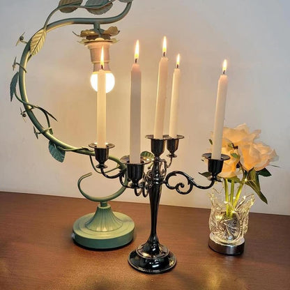 Skiennix Black Candelabra Candle Holders - 10.6-Inch Tall for Pillar & Taper Candles | Easy Assembly Halloween Decor