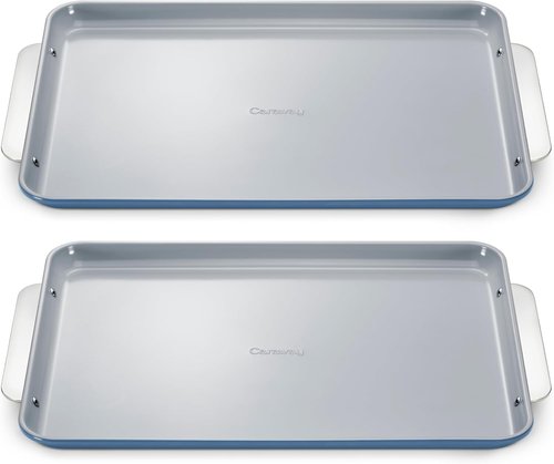 Caraway Non-Stick Ceramic Baking Sheet Duo - Eco-Friendly, PTFE & PFOA Free - Ideal for Baking & Roasting - Large (18" x 13") - Slate