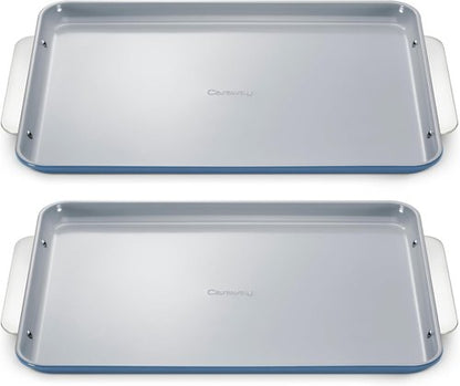 Caraway Non-Stick Ceramic Baking Sheet Duo - Eco-Friendly, PTFE & PFOA Free - Ideal for Baking & Roasting - Large (18" x 13") - Slate