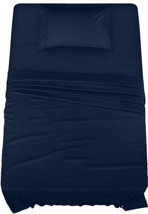 Utopia Bedding Twin Bed Sheets Set - Pack of 2 Sheet Sets - Perfect for Spa, Hotel, & Guest Bedroom - Brushed Microfiber - Shrinkage and Fade Resistant - Easy Care (Navy)