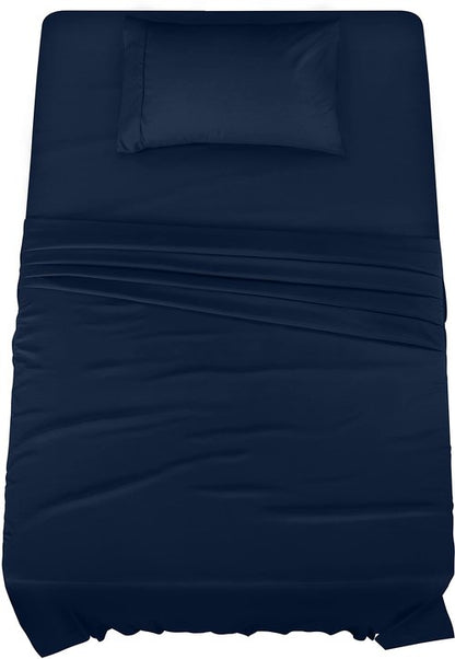 Utopia Bedding Twin Bed Sheets Set - Pack of 2 Sheet Sets - Perfect for Spa, Hotel, & Guest Bedroom - Brushed Microfiber - Shrinkage and Fade Resistant - Easy Care (Navy)