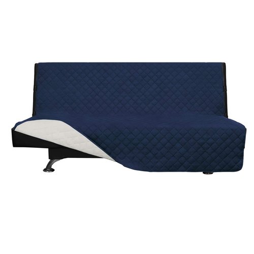 Easy-Going Futon Slipcover - Reversible Sofa Cover, Armless, Water Resistant - Protects Furniture from Pets & Kids (Navy/Ivory)