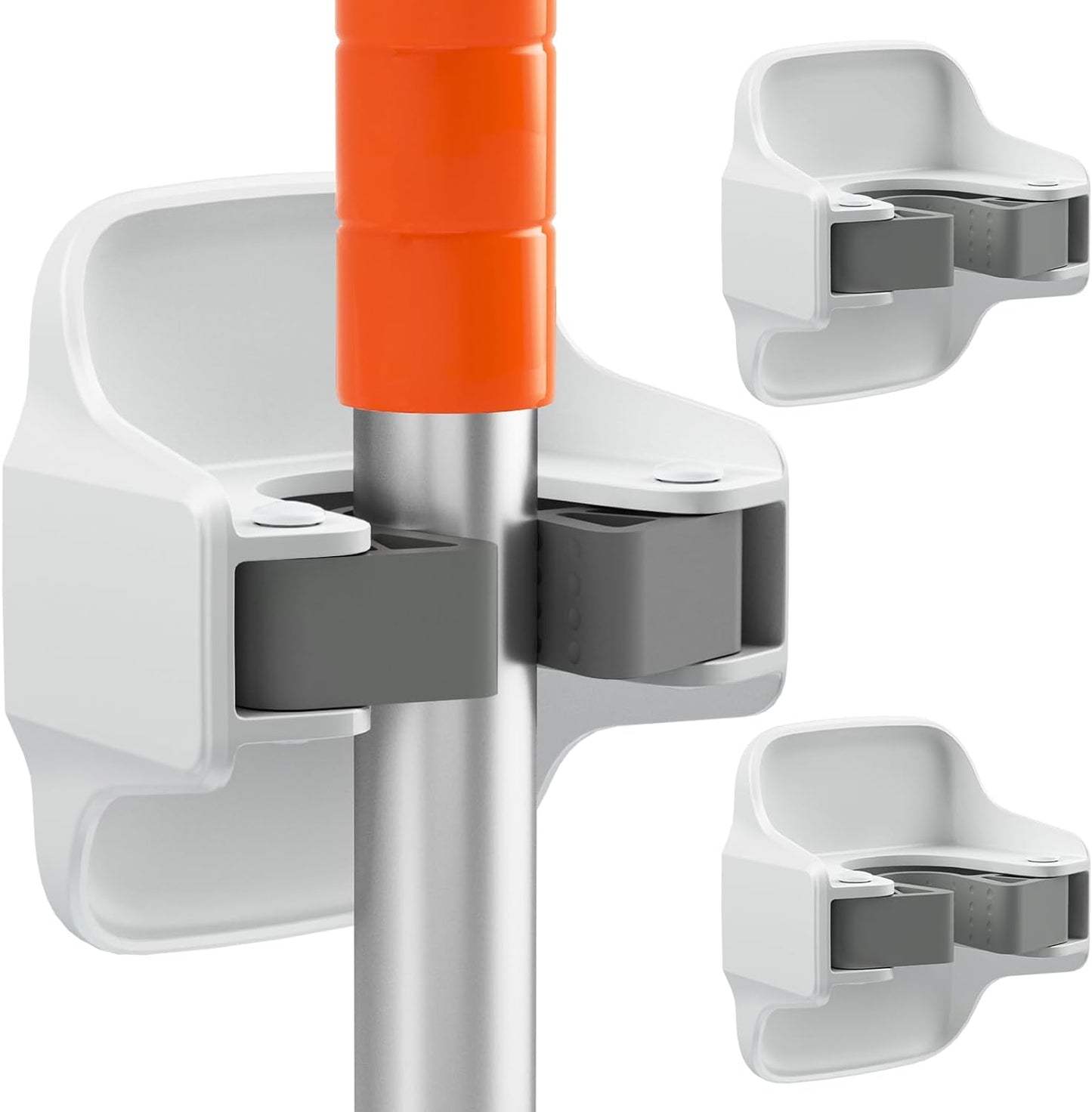 Reliahom Broom Holder Wall Mount - No Drilling, Self-Adhesive Mop Grippers | 3 Pack, White Garage Organizer