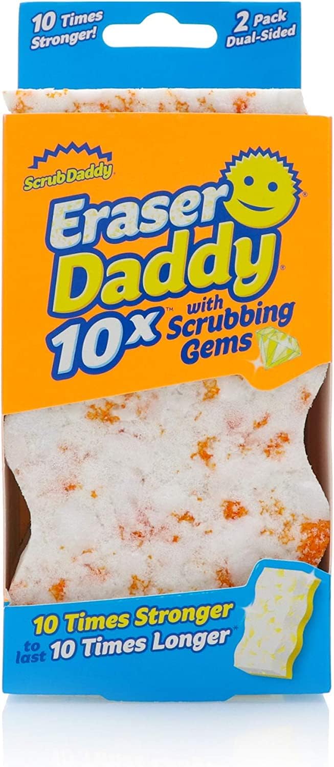 Scrub Daddy Eraser Sponge - 10X More Durable With Scrubbing Gems - Water Activated Stain Remover (2 Pack)