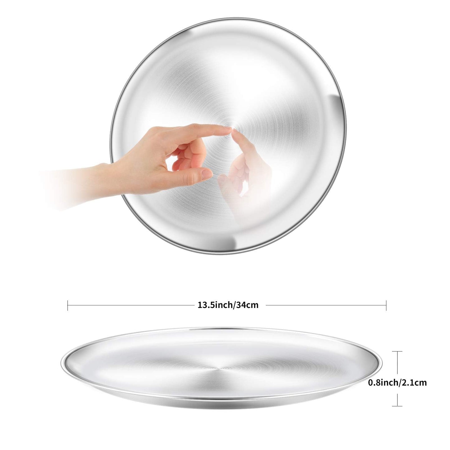 Yododo 13½ inch Pizza Pan Set of 2, Stainless Steel Pizza Tray, Round Pizza Dish Plate For Oven Baking, Healthy & Heavy Duty, Rust Free & Dishwasher Safe