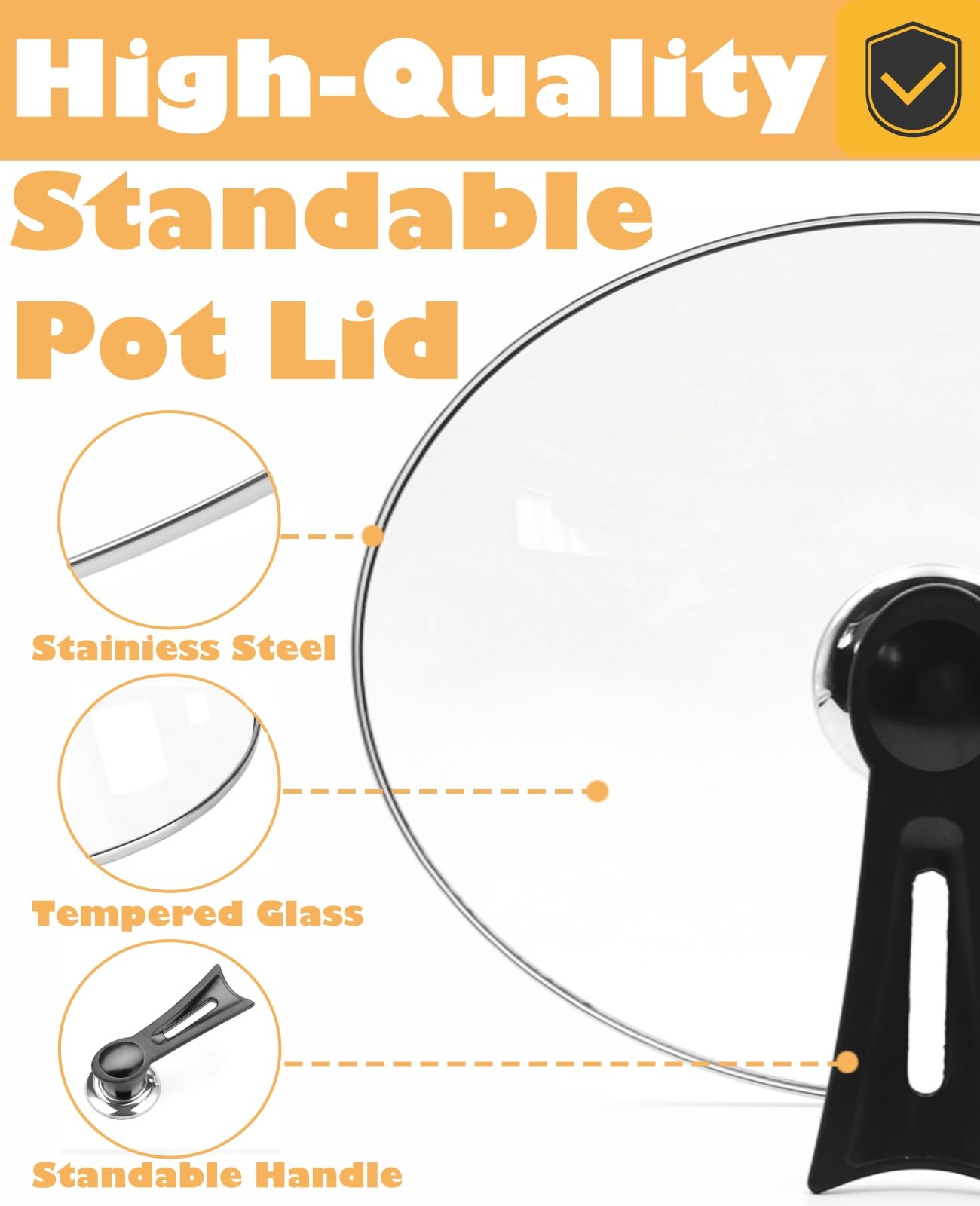 Oval Glass Lid 7 Quart Compatible with Crock-Pot Slow Cooker SCV700-S-BR, Standable Replacement lid for Hamilton Beach Slow Cooker 33474G, Stand-Up Slow Cooker Lids 7 Quart SCV700, SCV700SS, SCV700-KC