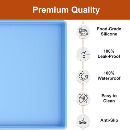 Extra Thick Silicone Mat - Waterproof Under Sink Mat for Kitchen & Bathroom | 22" x 19" - Blue