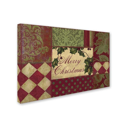 30x47 inch Merry Christmas Patchwork I Gallery-Wrapped Canvas Art