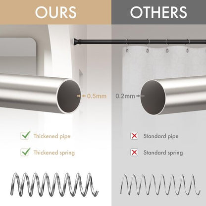 Amazer Spring Tension Shower Curtain Rod, 54-90 Inches Rust-Resistance Tension Curtain Rod Bathroom Rod, Adjustable Shower Curtain Rod No Drill, Nickel