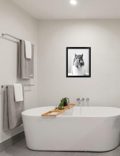 Regine Switzerland Funny Bathroom Art | Aesthetic Black and White Framed Wall Decor