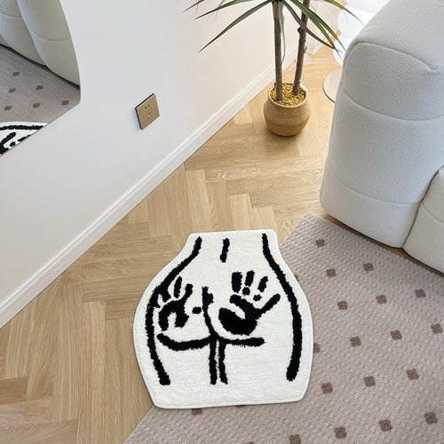 LAKEA Tufted Bathroom Rug - Soft Non-Slip Absorbent Handmade Carpet | 23.6x21.7 Inch Handprint Design