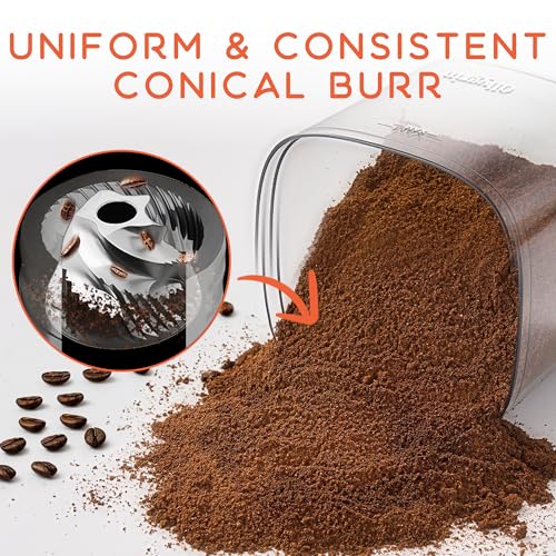 Electric Conical Burr Coffee Grinder with 30 Grind Settings, Anti-Static, Compact Home Use