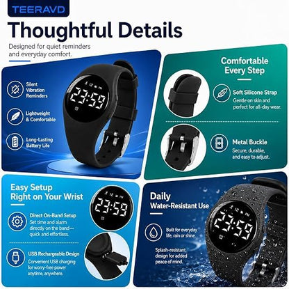 Alarm Clock for Heavy Sleepers with Vibrating Wristband Silent Wake Up Watch - Fitness Tracker & Sleep Monitor - Variation 1