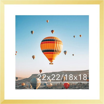 JCJMY 22x22 Gold Picture Frame - Display 18x18 Photos with Mat or 22x22 Without Mat | Shatter-Resistant Plexiglass