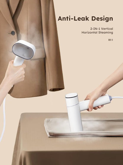 Clothes Steamer, Yabano Foldable 1200W Travel Garment Steamer Iron for Clothes with 140ml Tank for Home, Office and Travel, Handheld Fabric Steamer (White)