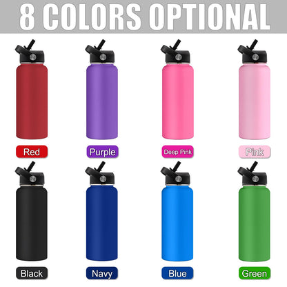 Personalized Water Bottles,Custom Engraved Stainless Steel Water Bottle with Name Icon,Customized Sports Water Bottle Double Wall Vacuum Insulated Gift for Women Men