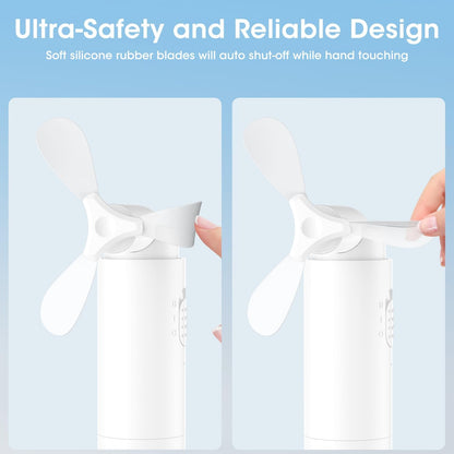 OLV Handheld Mini Fan - Portable Rechargeable 3000mAh Battery | 22+ Hours Runtime - White