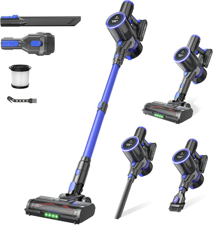 Skiennix Cordless Vacuum Cleaner - 550W, 50KPa Suction, 45 Mins Runtime | Anti-Tangle Brush & LED Display for Home & Car