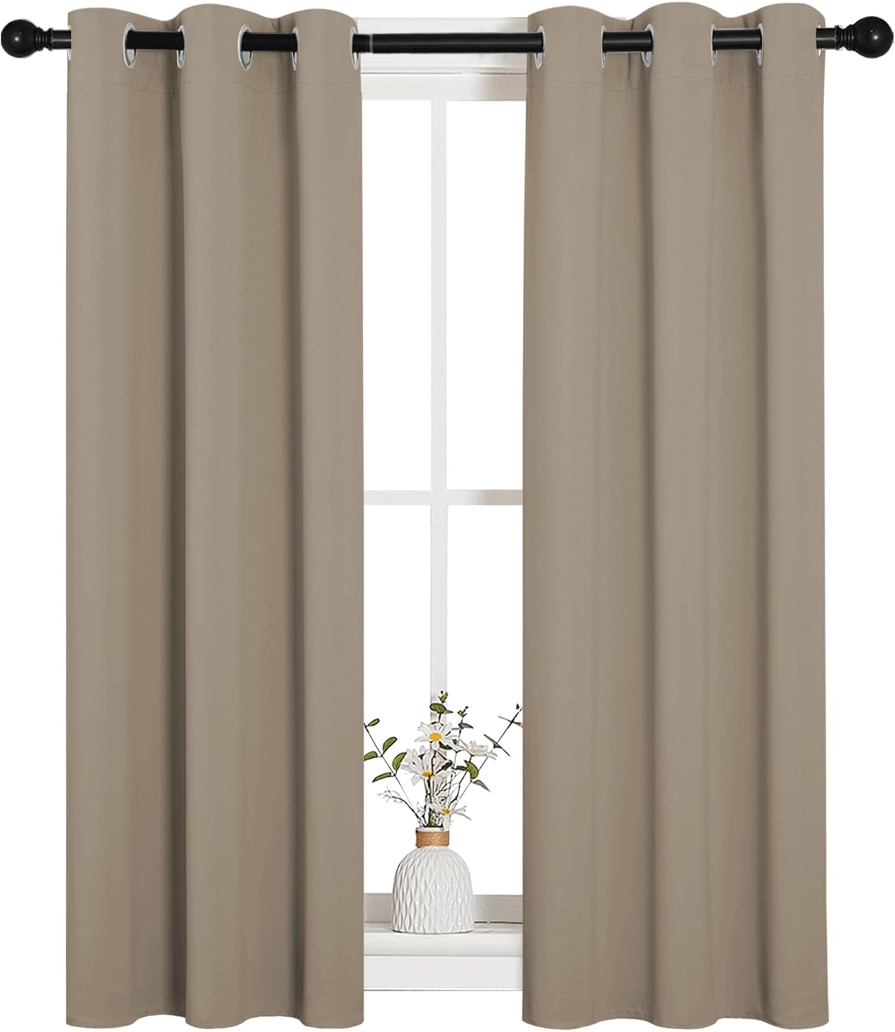 NICETOWN Blackout Curtain Panels - Thermal Insulated Grommet Drapes for Basements | Taupe, 29x45 Inch (1 Pair)