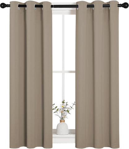 NICETOWN Blackout Curtain Panels - Thermal Insulated Grommet Drapes for Basements | Taupe, 29x45 Inch (1 Pair)