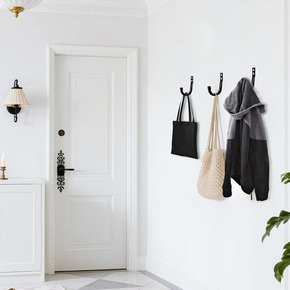 KURUI Heavy Duty Metal Wall Hooks - 6Pcs for Garage Organization | Large Black Utility J Hooks
