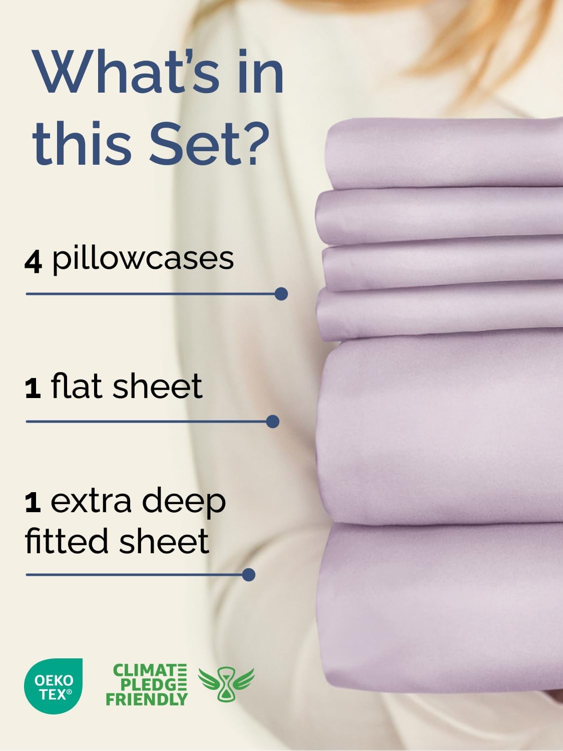 Skiennix Extra Deep Full Sheet Set - 6 Piece Breathable Cooling Bedding - Soft Wrinkle-Free Light Lavender