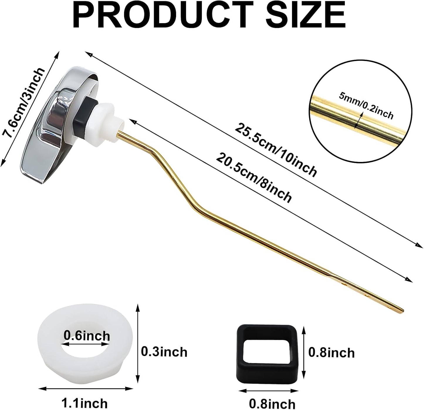 Toilet Handle Replacement Kit - Side Mount Flush Tank Lever Universal Brass Fit Most Toilets