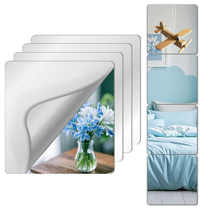 Unbreakable 8-Pack 10x10 Inch Peel & Stick Mirror Tiles for Wall Decor