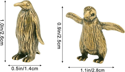 Skiennix Brass Penguin Statue - Charming Ocean-Inspired Décor | Set of 2 for Feng Shui Collection