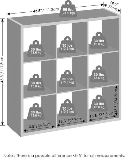 Furinno 9-Cube Closet Organizer - Extra Thick Frame for Stylish Storage | Light Grey