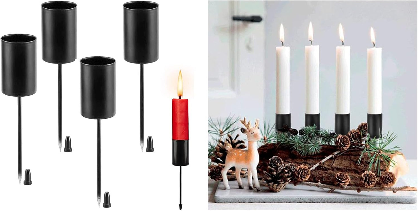 Skiennix Candle Holder Stakes - Heavy Duty Metal Taper Candlestick Holders for Weddings & Events | 4 Pack