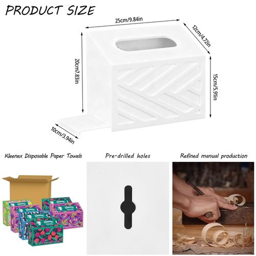 Hand Towels Box Cover, Modern Hand Towel Holder Compatible with Kleenex Disposable Paper Hand Towels, Wood Wall-Mounted Tissue Box Cover/Holder for Dining, Kitchen, Bathroom, Lossless Installation