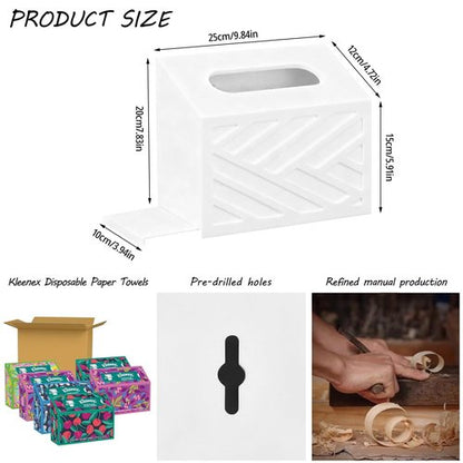 Hand Towels Box Cover, Modern Hand Towel Holder Compatible with Kleenex Disposable Paper Hand Towels, Wood Wall-Mounted Tissue Box Cover/Holder for Dining, Kitchen, Bathroom, Lossless Installation
