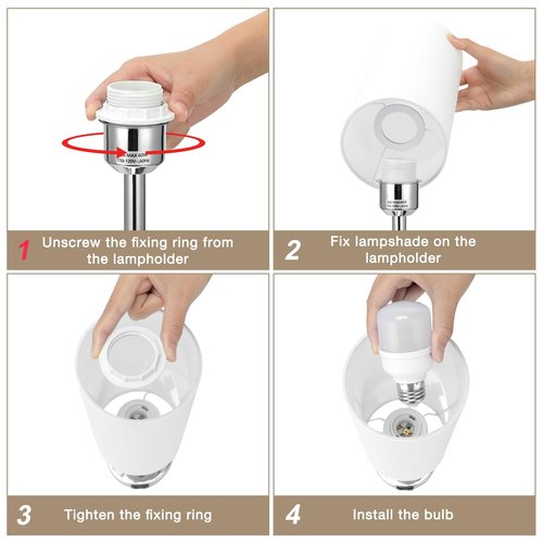 Bedside Table Lamps for Bedroom Set of 2 - Touch Lamp for Nightstand with USB-A+C Charging Ports - 3 Way Dimmable Small Desk Lamp White for Office, Dorm Room, Living Room, Reading, Nursery